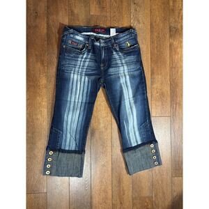 Vintage Baby Phat Y2K Capri Jeans Womens‎ Size 9 Cropped Dark Denim Embellished